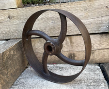Vintage Industrial Cast Iron 14 7/8" Wheel Pulley Cart Flywheel Garden Display