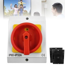 32A Rotary Isolator Switch 32amp 4 Pole 230V-415V IP65 Weatherproof Switch