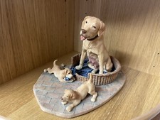 RARE Genuine Original circa '78 Border Fine Arts Golden Labrador Dog & Two Pups