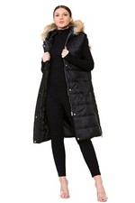 WOMENS FUR HOODED LONG PUFFER