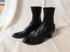 Antique  Black Granny Boots Button Size 8.5 BEAUTIFUL!