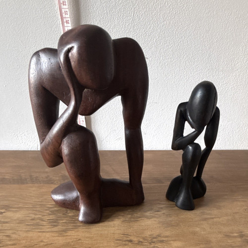 Hand carved wooden thinking - carved,