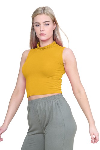 Turtle neck crop top - neck, womens
