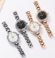 Silver Gold Chronograph Designer Style Ladies Women Crystals Bling Wristwatches