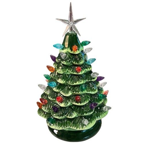 Lighted ceramic christmas tree - lighted,