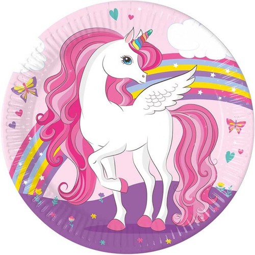 Rainbow unicorn paper plates - unicorn,