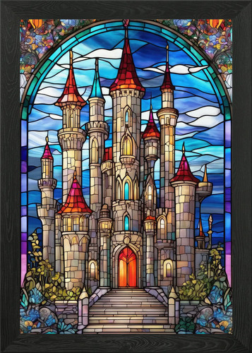 Stained glass castles framed - stained,