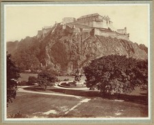 View of Edinburgh castle, Scotland. Large 1890s albumen photograph