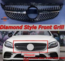 Front Radiator Grille Diamond Style for 2015-18 Mercedes C-Class W205 C220 C250