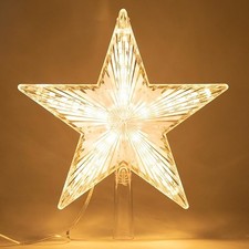 LED Glowing Star Tree Topper Xmas Tree Decoration Home Party Navidad Noel 15 cm