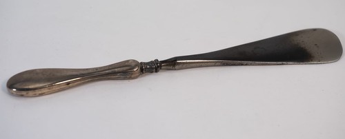 Antique solid silver shoe - antique, horn
