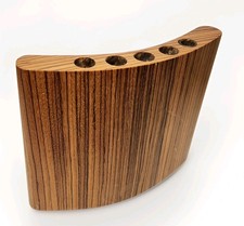 Rare Vintage K/DTD Solid Teak Mid Century MCM Modern Glass Tube Cylinder Vase