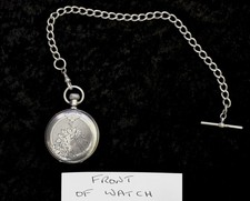 Sterling Silver Hunter Pocket Watch by AM Watch Co. Waltham with chain