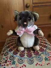 Merrythought Grey White Mouse Made In England Soft Plush Toy 9"