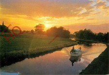 Picture Postcard: Sunset on the Cut, Canal Boat [Salmon]