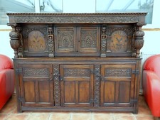 COURT CUPBOARD COUNTRY OAK MARQUETRY INLAID  1740  FREE SHIPPING TO ENGLAND
