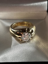Large Gypsy Gents Gold Ring Cz