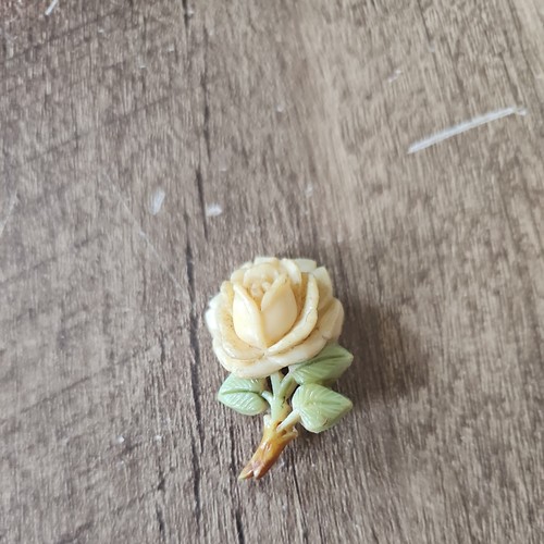 Vintage carved celluloid rose - carved,