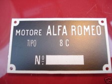 Nameplate Alfa Romeo plate ID