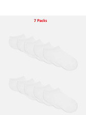 PRIMARK 7 PAIRS GIRLS WHITE COTTON TRAINER SOCKS UK 12.5 - 3.5 KIDS SCHOOL