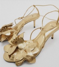 Zara Leather Gold Sandals