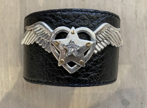 Leather star wing cuff - leather,
