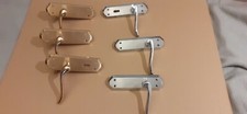 6 x Door Handles Brass and Chrome Finish Good Condition Carlisle Brass