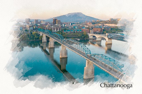 Chattanooga sketch watercolor