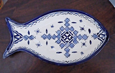LARGE  HAND PAINTED CERAMIC FISH SHAPED SERVING PLATTER* FES POTTERY *