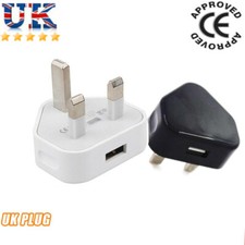 1/2p 5V2A 3Pin USB Plug Charger Wall Chargers UK Power Adapter Fr iPhone Samsung