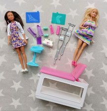 Doctor Nurse Barbie with Hospital Medical Bed Stethoscope Clinic Crutches Xray