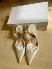 Joseph Azagury Ivory Satin Bridal Wedding Slingback Heels Size UK 5.5 EUR 38.5 