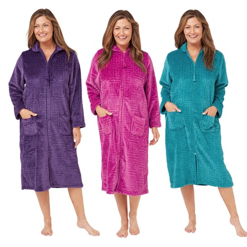 Ladies zip dressing gown - ladies,