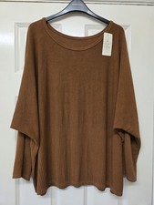 Ladies New Collection Brown Oversized Batwing Knitted Jumper. Size 16