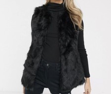 Oasis Black Faux Fur Gilet Vest, Ladies Size S - RRP £55