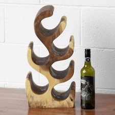 Free-standing Rustic Handmade Solid Wood Wine Storage Rack 6 Bottle Holder Unit
