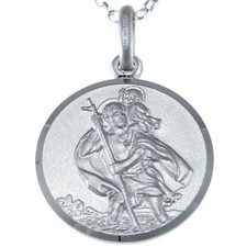Sterling Silver St Christopher Necklace (12 - 27mm) with Chain & Gift Box