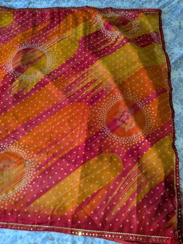 Indian bandhani orange pink