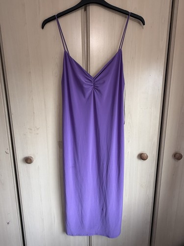 Zara purple satin midi slip