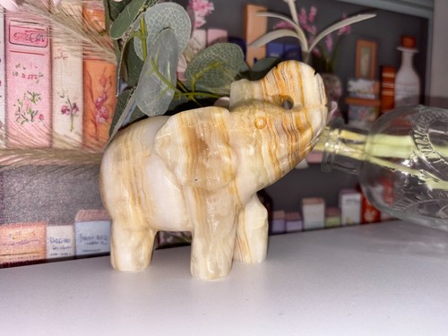 Hand carved yellow calcite - carved,