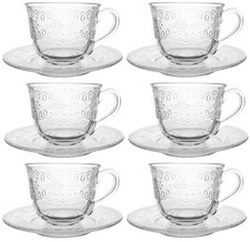12Pc COFFEE Glass Cup & Saucer