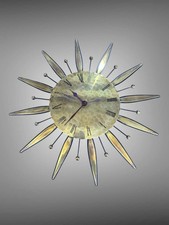 Kienzle Vintage Automatic Sunburst Starburst Clock Gold Brass Swiss Made