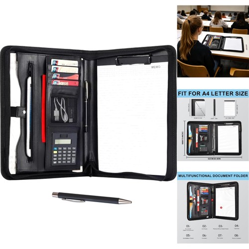 Zippered leather portfolio - zippered,