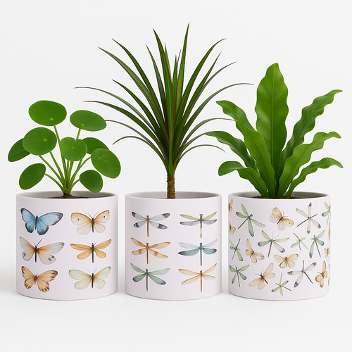 Butterfly ceramic plant pot - ceramic,