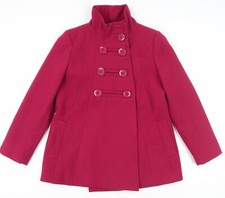 BHS Women’s Pink Pea Coat - Size 10, Lined, Buttoned