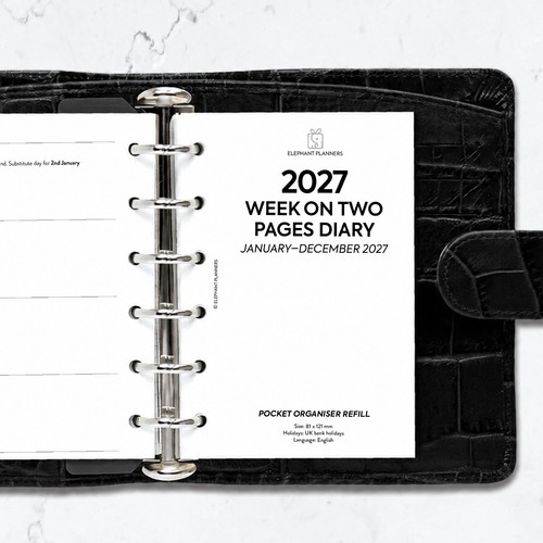 2027 week two pages diary - pages,