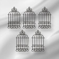 Bespoke Bird Cage Die Cut Card Embellishments Black 5pk