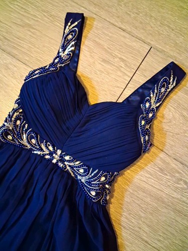 Quiz navy chiffon beaded - quiz,
