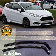 Front Wind Deflectors Tinted 2pc for Ford Fiesta 2008-2017 MK7 3 Door w/ Clips