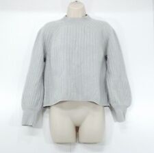 JOHN LEWIS Soft Knit WOOL Blend Women's Light Grey Cropped Jumper UK 12